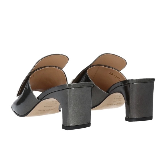 Sergio Rossi Textured Leather Mule Slides 37.5 7 7.5 - Picture 5 of 12